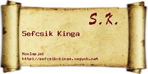 Sefcsik Kinga névjegykártya